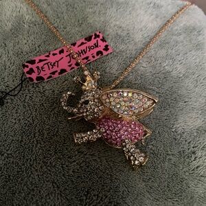 Betsy Johnson Flying Elephant Necklace